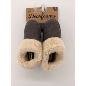 Dearfoams New Gray Memory Foam Slippers Faux Fur Lined No Sweat